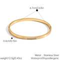 Detailed size and weight specs for the gold plated stainless steel zircon bangle - Rhinestone Inlaid Style (JDB2509121)