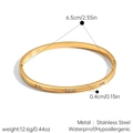 Detailed dimensions of 18k gold plated stainless steel bangle with rhinestone accents - Geometric Grooved Rhinestone Style (JDB2509124)