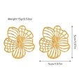 Golden hollow flower earrings with matte hammered texture and precise size labels - Hollow Frosted Large Flower Earrings (JDE2503011)