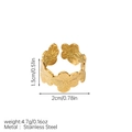 Detail of 18k gold plated stainless steel floral ring with precise size and weight specs - Stainless Steel Vintage Floral Ring (JDR250439)