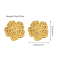Golden camellia flower stud earrings in stainless steel with textured petals for women - Camellia Shape Studs (JDE2503018)