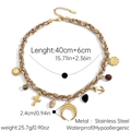 Detail of bohemian woven necklace with stainless steel sun and heart charms - Brown Beige Bicolor Rope Sun Cross Style (JDN2501201-3)