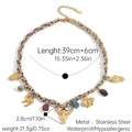 Detailed view of bohemian braided rope necklace with colorful stones and charms - Multicolor Rope Camel Fatima Style (JDN2501201-5)