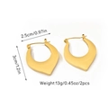 Minimalist 18k gold plated hoop earrings with smooth heart shield design and 2.5cm width - 18K Gold / Large Shield-Shaped Huggie Earring (Style 8)