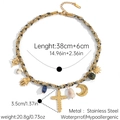 Detail view of woven cord necklace with mixed stainless steel charms and colorful natural stones - Gold Silver Rope Hamsa Hand Style (JDN2501201-6)