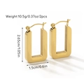 Minimalist 18k gold plated rectangular hoop earrings in polished stainless steel finish - 18K Gold / Rectangular U-Shaped (Style 2)