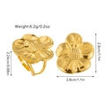 Golden stainless steel flower ring featuring a textured brushed metal petal finish - Brushed Process Open Ring (JDR2502022)