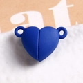 Matte dark blue heart-shaped magnetic clasp with dual connector rings for DIY jewelry - Dark Blue
