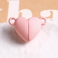 Macro view of light pink heart-shaped magnetic clasp for DIY jewelry making and connectors - Light Pink