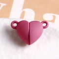 Macro shot of matte rose red heart magnetic clasp with side loops for DIY jewelry making - Rose Pink