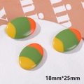 Λεπτομέρεια οβάλ ρητίνης 18x25mm με τρίχρωμες ρίγες για χειροποίητα κοσμήματα DIY - Όβαλ Κίτρινο Πράσινο Πορτοκαλί