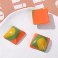 Three-piece set of irregular striped resin square beads with vibrant orange and green colors - Square Yellow Green Orange