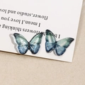 Macro view of blue-green gradient butterfly resin pendant with delicate gold foil flakes - 3# Small Blue Green Gradient (B70-3-9-13)