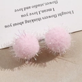 Detailed macro of pink plush pom-poms with glitter yarn for DIY earring accessories - 20mm / Light Pink