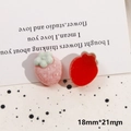 Detail of strawberry flocking charm with dimensions of 18mm by 21mm for DIY jewelry - Flocked Strawberry