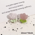 Close-up of 22mm tulip resin and flocked charms for DIY jewelry accessories - Flocked Light Purple Flower