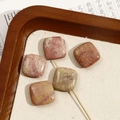 Natuurlijke vierkante marmeren kralen in roze en aardetinten voor DIY sieraden - Nr. 25 (Roze-aarde-bruin verweven marmerpatroon vierkante stijl) (Nr. 25 één stuk)