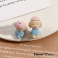 Detalle de la mini figura de perro flocada de 26mm x 17mm para accesorios de bricolaje - Perro Azul (Medio Agujero)