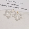 Macro-opname van transparante ster-bedeltjes van hars met 3D-textuur en gouden ringen - Wit