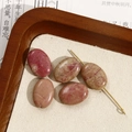 Platte ovale natuurlijke roze rhodoniet kralen met steentextuur voor DIY sieraden - Nr. 51 (Roze ovale stijl) (Nr. 51 één stuk)