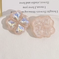 Ciondolo quadrifoglio in resina rosa con cristalli a cuore iridescenti per gioielli - Rosa Chiaro Pietra Bianca