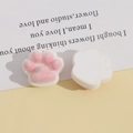 Detailed view of plush cat paw resin charms with soft pink pads for DIY craft accessories - Rose Red