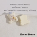 Detailed macro view showing the 22mm flocked resin bear charms for DIY jewelry making - White Ice Cream Bear