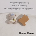 Macro view of brown flocked bear charm with blue hat and ice cream, size 22mm x 20mm - Brown Ice Cream Bear