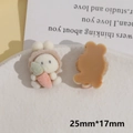 Detailed view of flocked resin bunny holding a carrot for DIY craft accessories - White Rabbit with Brown Hat