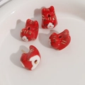 Schattige rode keramische kat kralen voor DIY sieraden maken en oorbel accessoires - Rood
