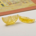 Macro detail of translucent yellow resin lemon slices for DIY jewelry making crafts - No Hole / Dark Yellow