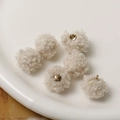 Detail of cream white curly faux fur pompom charms with gold loops for DIY jewelry - Single Pendant (No Chain) / Off-white
