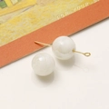 Perle in vetro marmo bianco 12mm con perno in metallo dorato per gioielli fai da te - Bianco