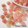 Flat round 14mm acrylic beads with marble effect for DIY jewelry making - Pink Orange Textured Flat Round (No. 17)