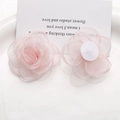 Detailed front and back view of two-piece layered pink mesh 3D flower DIY accessories - Light Pink