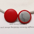 Litchi texture red leather round buttons for DIY hair clips and jewelry making - Red