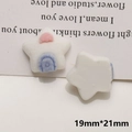 Star-shaped flocked resin charm with blue arch and pink paw print, 19mm x 21mm size - White Star