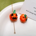 Macro shot of handmade orange glass pumpkin beads for Halloween jewelry making - Pumpkin Style / 1 Piece/Pack (20*17mm)