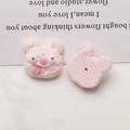 Detailed macro of a pink flocked bear resin patch for DIY phone cases and hair accessories - Pink Pig Head