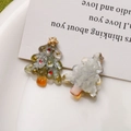 Colgantes de árbol de Navidad de resina verde con estrellas doradas para joyas DIY - Estilo Árbol de Navidad Blanco Plateado