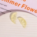 DIY resin lemon slice earrings pendants with realistic citrus fruit pulp texture - No Hole / Light Yellow