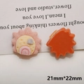 Pink and yellow resin sunflower DIY charm with fuzzy texture and orange flat back base - Small Sun