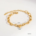Gouden hartvormige hanger armband van roestvrij staal met maatspecificaties - Hart Stijl (C-1-46)