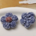 Detail of handmade plush crochet flowers in purple and blue chenille for DIY accessories - Blue-Purple Pink Core