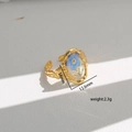 Detailed size specifications of the handmade gold ring with blue dried flower inlay - Style 359