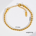 Detalle macro de pulsera de cadena de cordón dorado de 2,9mm con cierre de langosta - Cadena de Cuerda (Soied) / Dorado