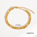 Detail view of gold Figaro chain with lobster clasp and 17+5cm adjustable extension - Figaro Style (C-1-12) / Gold