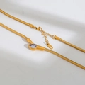 Collana a serpente dorata con zircone viola a goccia e ciondolo a V in stile minimalista - Oro (B63)