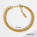 Gold stainless steel chunky bead chain bracelet with Love charm and 17+5cm extension - Thick Link Chain Style (C-1-27) / Gold