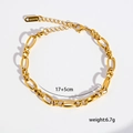 Detalle de pulsera de oro acero 304 con longitud de 17+5cm y peso de 6,7 gramos - Estilo Cadena de Eslabones Ovalados (7-1) / Dorado